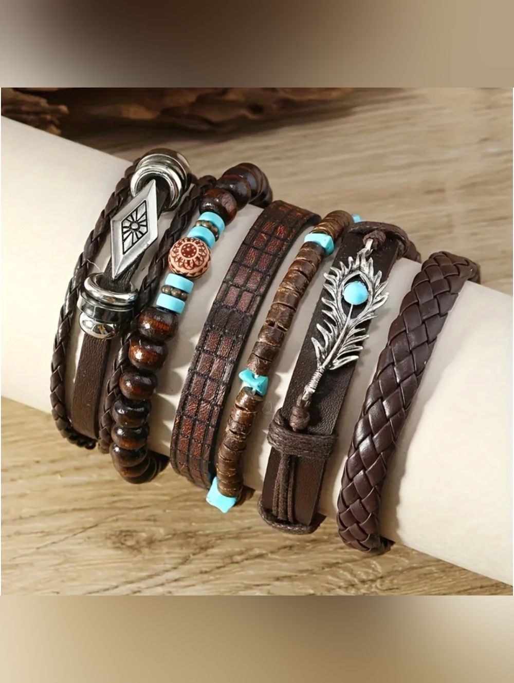 Brown Retro Bracelets Turquoise Brown Western Style Women Teen Silvery Jewely - Picture 2 of 7